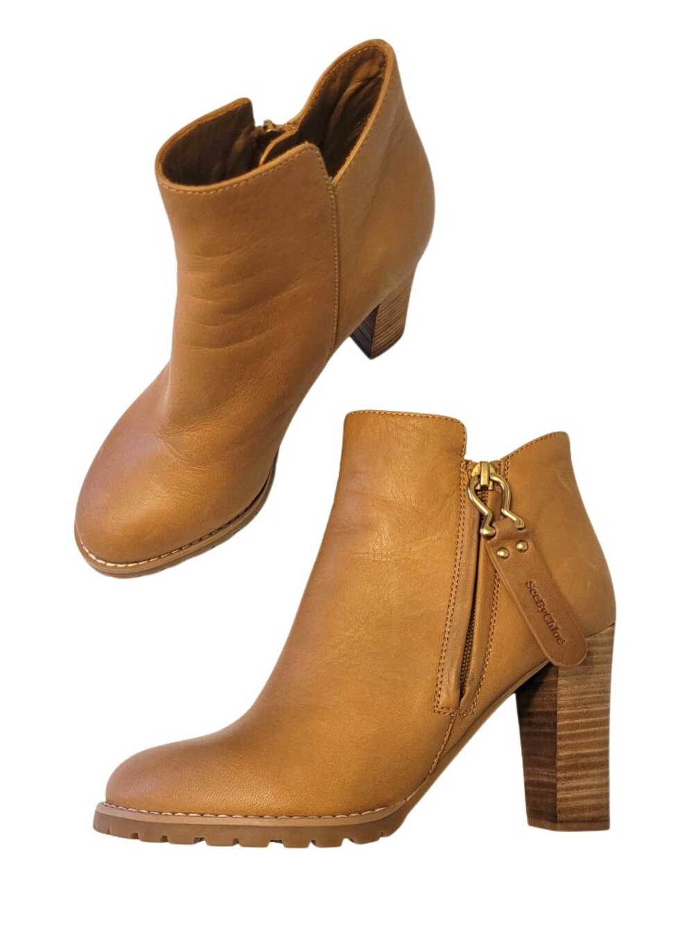 See by Chloe Leather Lug Heeled Ankle Boot 36.5"